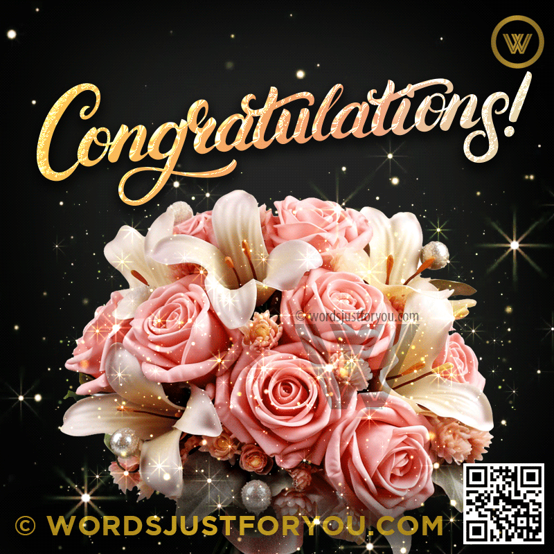 Beautiful White Lilies And Pink Roses Flower Bouquet Congratulations Gif - Congratulations Gif