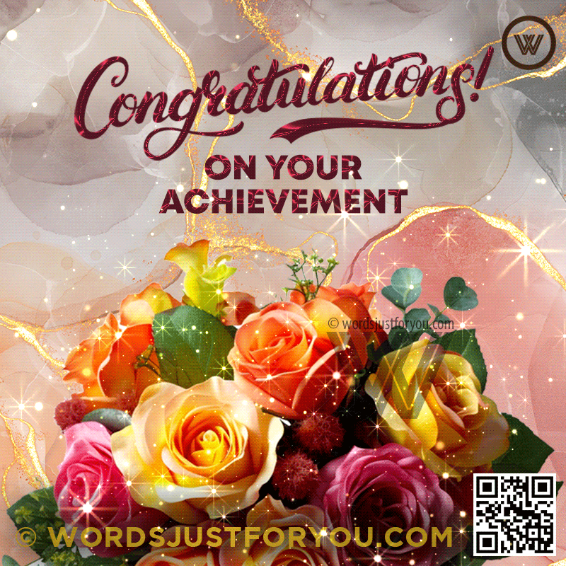 Beautiful Elegant Roses Bouquet Congratulations On Your Achievement Gif With Gold Glitter - Congratulations Gif