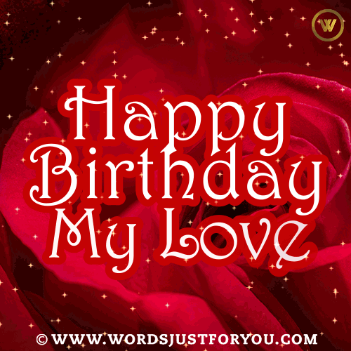 Happy Birthday My Love Gif With Red Rose And Glitter