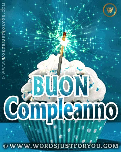 Animated Buon Compleanno Gif With Cupcake, Sparkles And Glitter