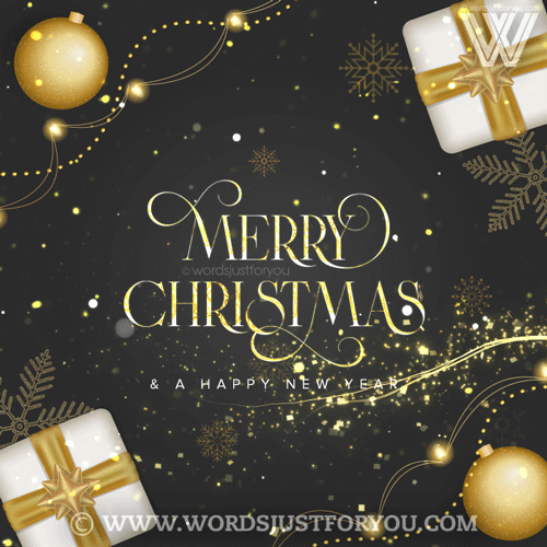 Beautiful Black &Amp; Gold Animated Merry Christmas Glitter Gif - Merry Christmas Gif