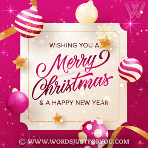 Beautiful Pink Merry Christmas Wishes Card