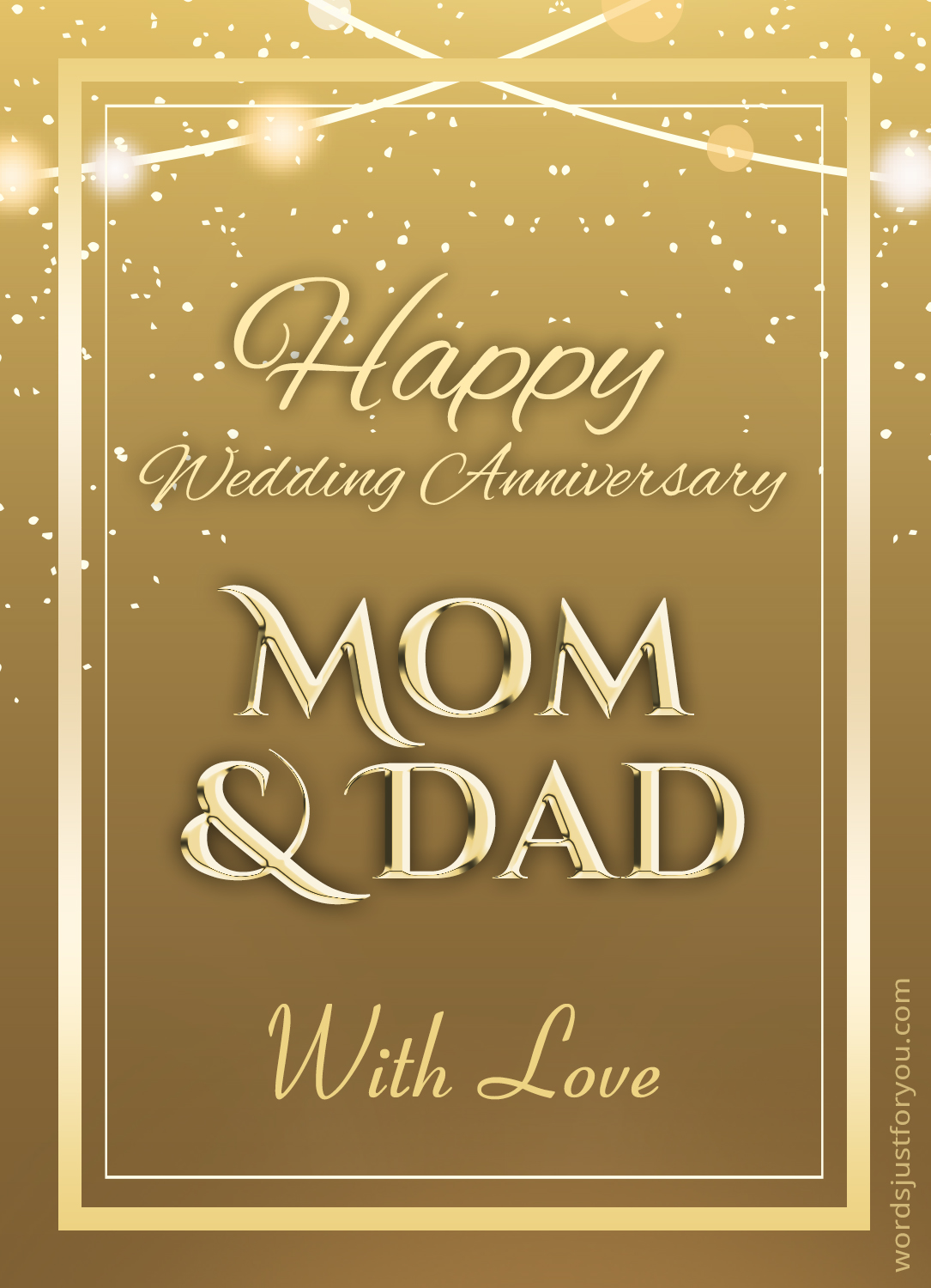 Happy Wedding Anniversary Mom & Dad CARD Words Just for