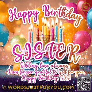Beautiful Animated Glitter Cake Happy Birthday Sister Wishes Gif - Happy Birthday Sister Gif
