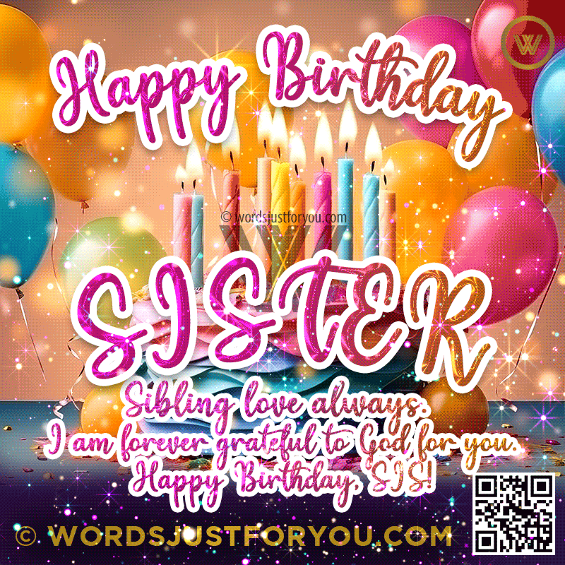 Beautiful Animated Glitter Cake Happy Birthday Sister Wishes Gif - Happy Birthday Sister Gif