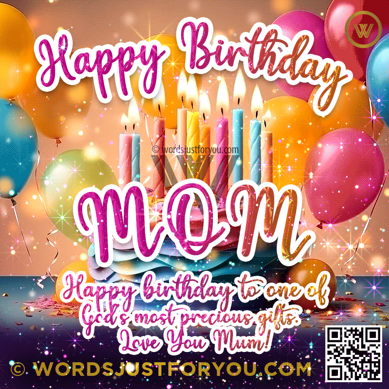 Beautiful Animated Glitter Cake Happy Birthday Mom Wishes Gif - Happy Birthday Mom Gif