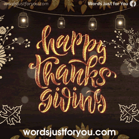 Beautiful Gold Happy Thanksgiving Glitter Gif