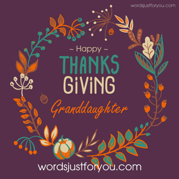 Happy Thanksgiving Card For Grandaughter