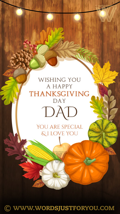 Beautiful Happy Thanksgiving Dad Card With Message