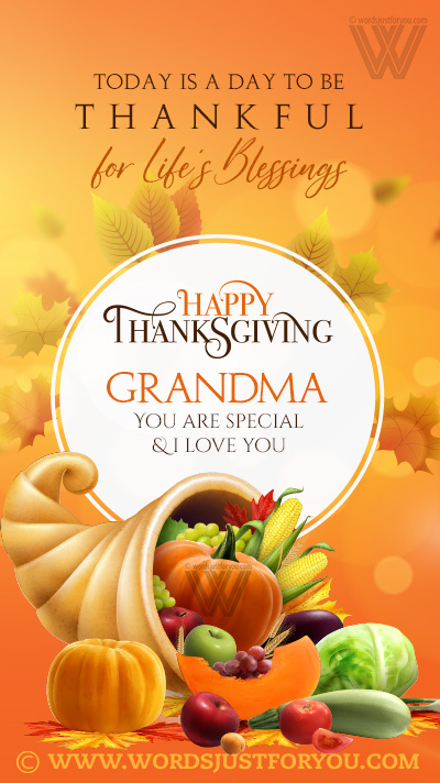 Beautiful Happy Thanksgiving Grandma Card With Message