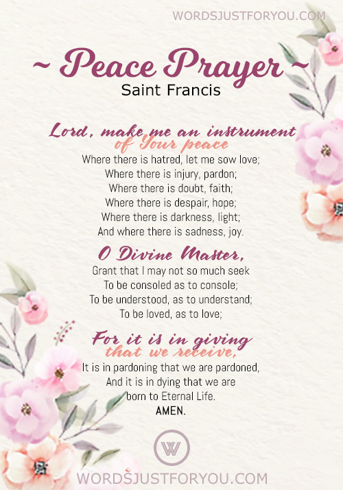 Peace Prayer Of Saint Francis Of Assisi Image