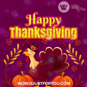 Glitter Happy Thanksgiving Day Gif With Turkey