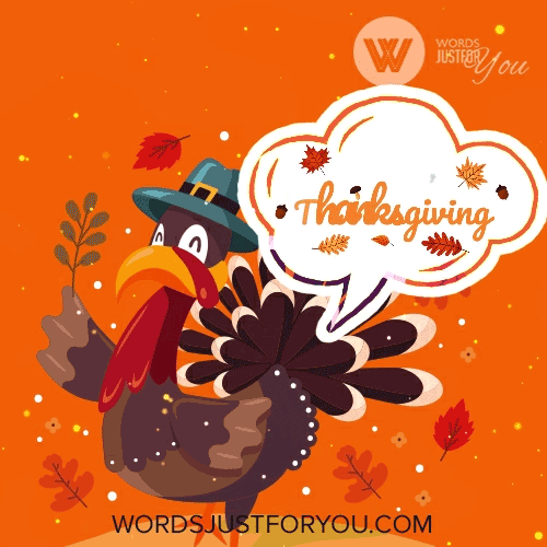 Happy Thanksgiving Gif With Cute Turkey Cartoon