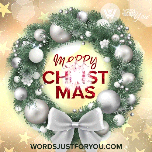 Animated Merry Christmas Wreath Gif
