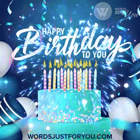 Animated Happy Birthday Gif With Cake And Fireworks