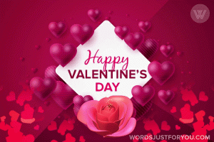 Happy Valentines Day Gif Ecard With Pink Balloons And Red Rose Petals
