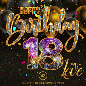 Animated Happy 18Th Birthday Gif Card With Glitter And Confetti Sparkles