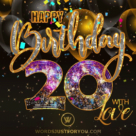 Animated Happy 20Th Birthday Gif Image With Glitter Fireworks And Confetti