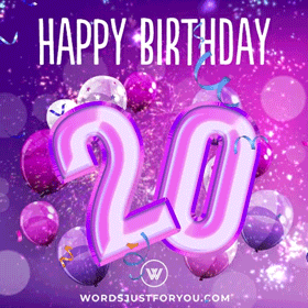 Animated Happy 20Th Birthday Gif Ecard With Fireworks Confetti And Glitter