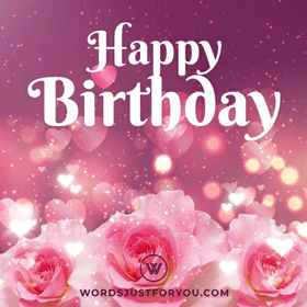 Happy Birthday Roses Gif Images With Hearts And Glitter