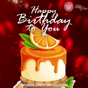 Animated Orange Birthday Cake Gif With Gold Glitter