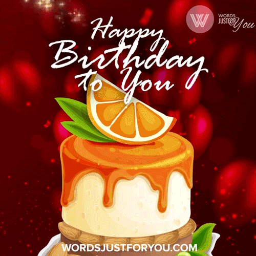 Animated Orange Birthday Cake Gif With Gold Glitter