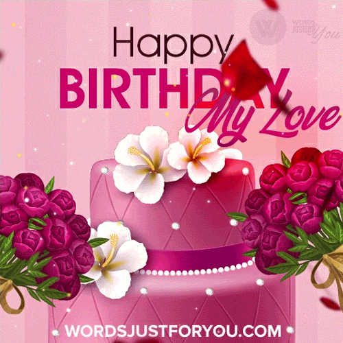Animated Happy Birthday My Love Gif With Falling Rose Petals