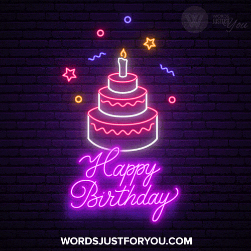 Neon Happy Birthday Cake Gif