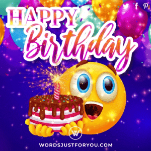 Happy Birthday Emoji Gif With Falling Glitter And Cake With Sparkles