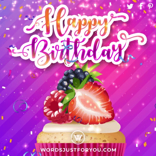 Happy Birthday Cupcake Gif With Cherries