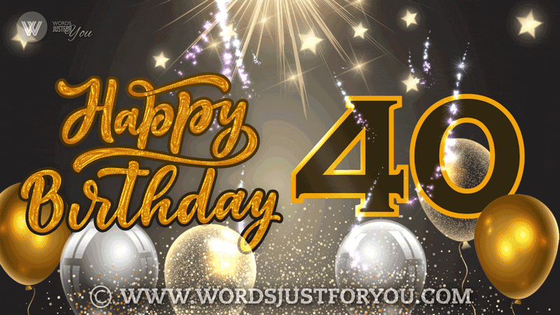 Animated Happy 40Th Birthday Gif With Glitter And Fireworks