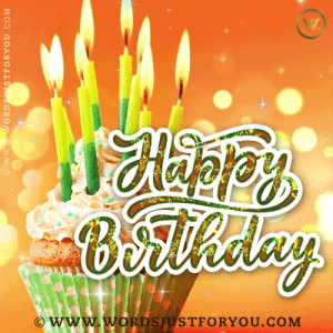 Cake Gif With Glitter And Beautiful Yellow And Green Burning Candles