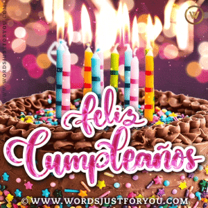 Feliz Cumpleaños Gif With Cake And Lit Candles