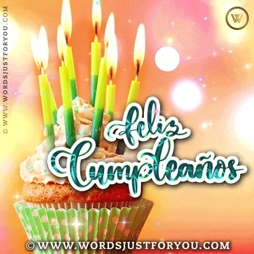 Feliz Cumpleaños Gif With Cupcake And Candles