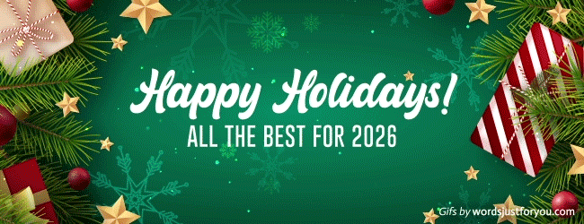 Happy Holidays Signature Footer with Falling Snowflakes and All the Best for 2026! 