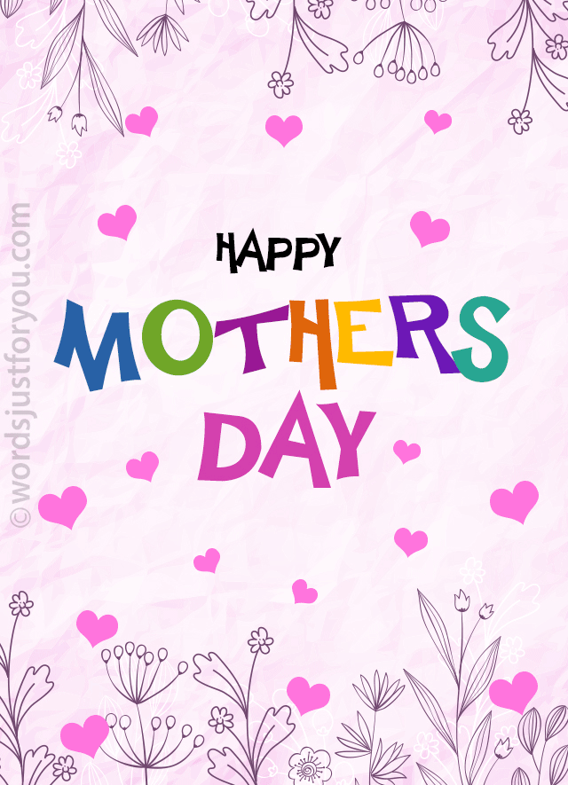 Colourful Hearts Happy Mothers Day Gif Card For Kids