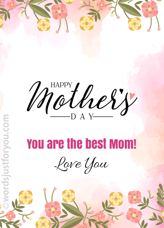 Happy Mothers Gif With Flowers And You Are The Best Mom Message