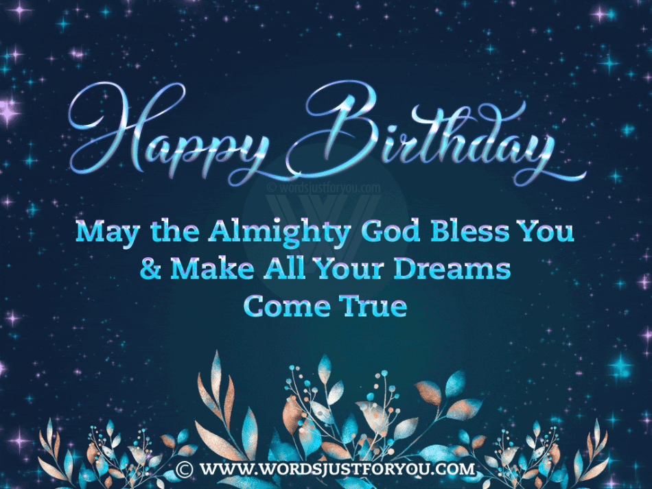 Beautiful Glitter And Flowers Happy Birthday Blessings Gif