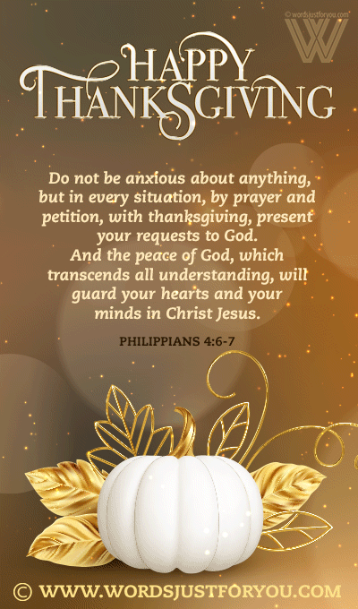 Beautiful Happy Thanksgiving Religious Greetings Gif With Bible Verse And Glitter