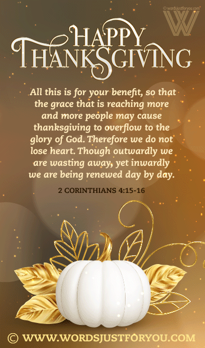 Beautiful Happy Thanksgiving Religious Greetings Gif With Bible Verse And Glitter