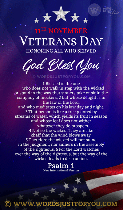 Happy Veterans Day Gif Religious With Bible Verse And Glitter