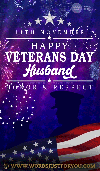 Happy Veterans Day Husband Gif With Fireworks, Usa Flag And Stars - Happy Veterans Day Gif