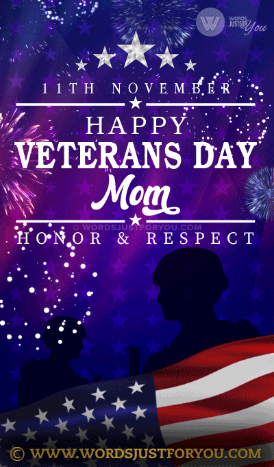 Happy Veterans Day Mom Gif With Fireworks, Usa Flag And Stars - Happy Veterans Day Gif