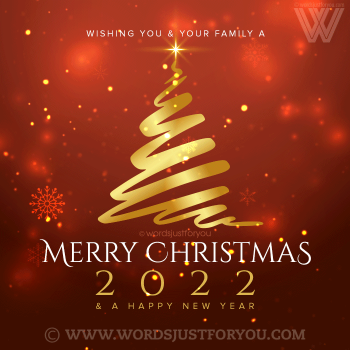 Best Original Mery Christmas 2022 Gif With Gold Christmas Tree - Merry Christmas Gif
