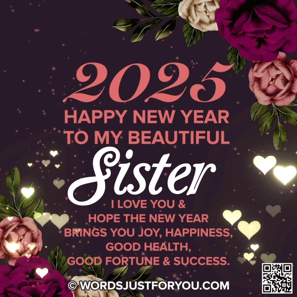2025 Happy New Year Sister GIF, Happy New Year Sister, Happy New Year Sister Gif, Happy New Year My Sister Gif with Wishes, Happy New Year My Sister Gif, Happy New Year Wishes for Sister, New Year Wishes for Sister, Happy New Year Card for My Sister, Sister Happy New Year Gif, Happy New Year 2025 Gif, Happy New Year Gif,