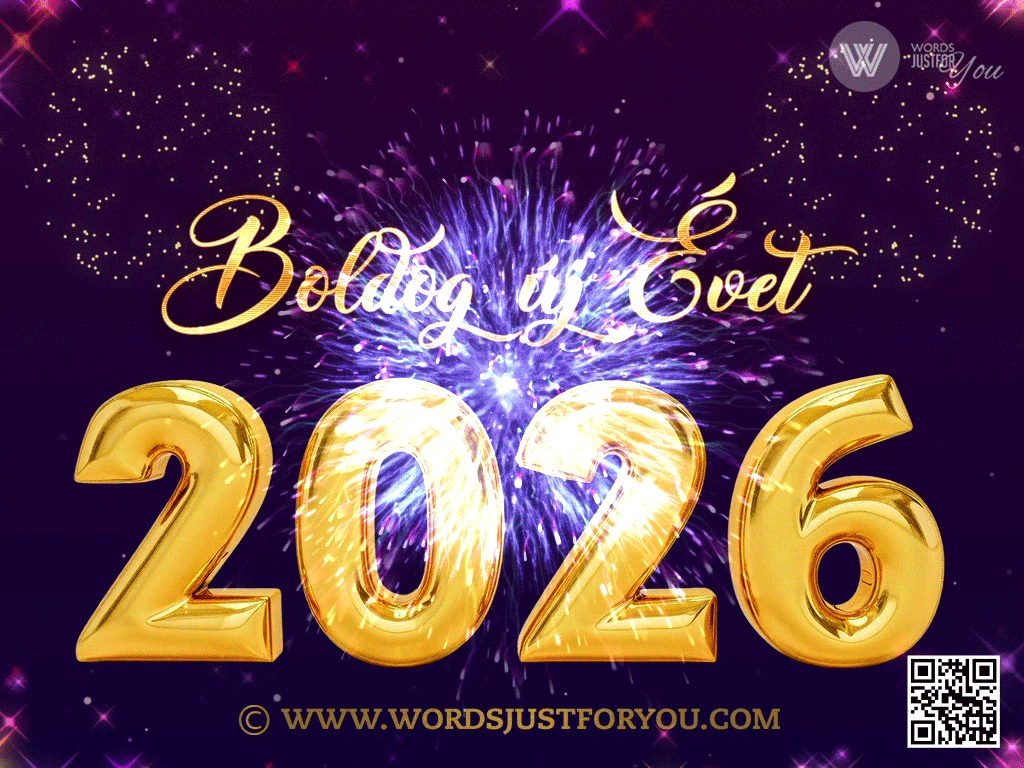 2026 Boldog Új Évet Gif. Happy New Year Wishes In Hungarian. 