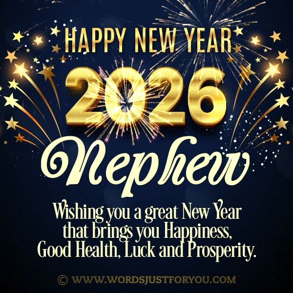 2026 Happy New Year Nephew GIF with Fireworks, Happy New Year Nephew, Happy New Year Nephew Gif, Happy New Year My Nephew Gif with Wishes, Happy New Year My Nephew Gif, Happy New Year Wishes for Nephew, New Year Wishes for Nephew, Happy New Year Card for My Nephew, Nephew Happy New Year Gif