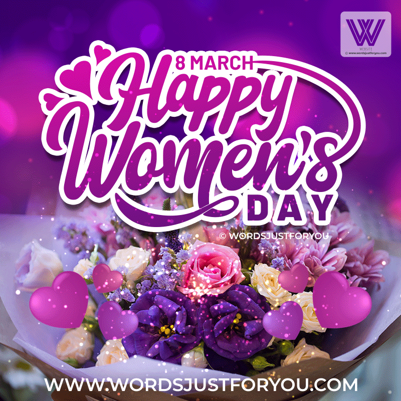 Beautiful Flowers Bouquet Happy Womens Day Gif