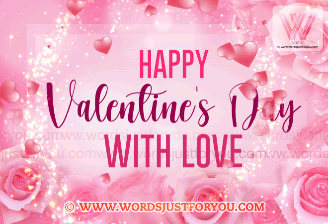 Beautiful Animated Pink Roses Hearts Happy Valentine's Day Gif - Happy Valentines Day Gif