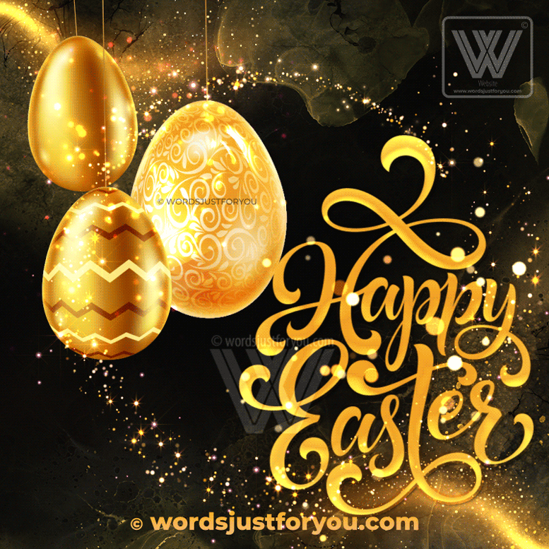 Black And Gold Glitter Happy Easter Gif
